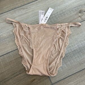 NWT Victoria's Secret Dream Angels Mini String Bikini Lace Trim Tan Panties